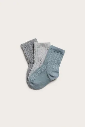 Baby grey/blue socks 3pk