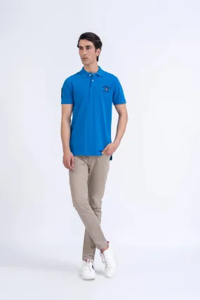 Blue Embroidered Polo