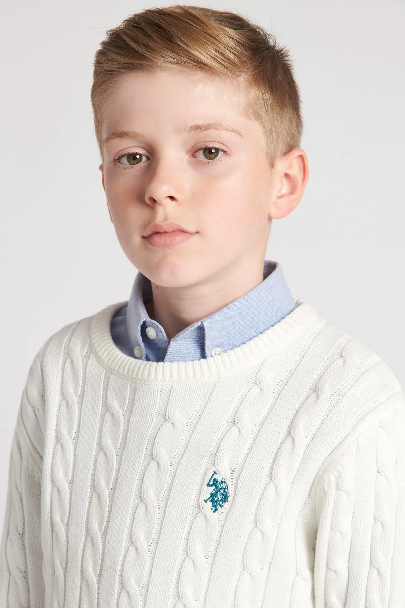 Boys Cable Knit Jumper in Marshmallow