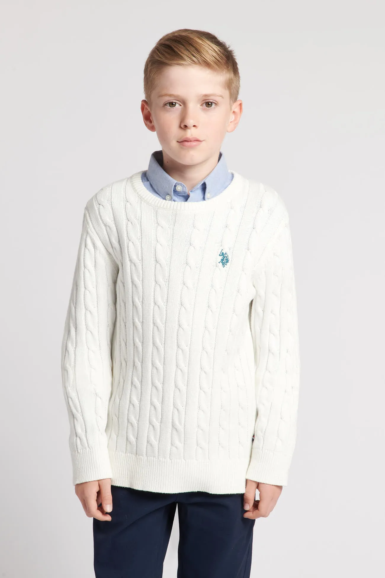 Boys Cable Knit Jumper in Marshmallow