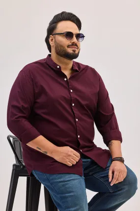 Burgundy Mandarin Plus Size Shirt