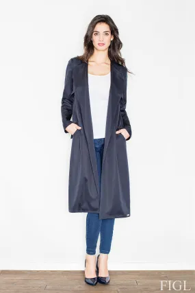 Chic Long Knit Coat with Adjustable Waist Tie and Functional Pockets - Stylish Elegant Outerwear