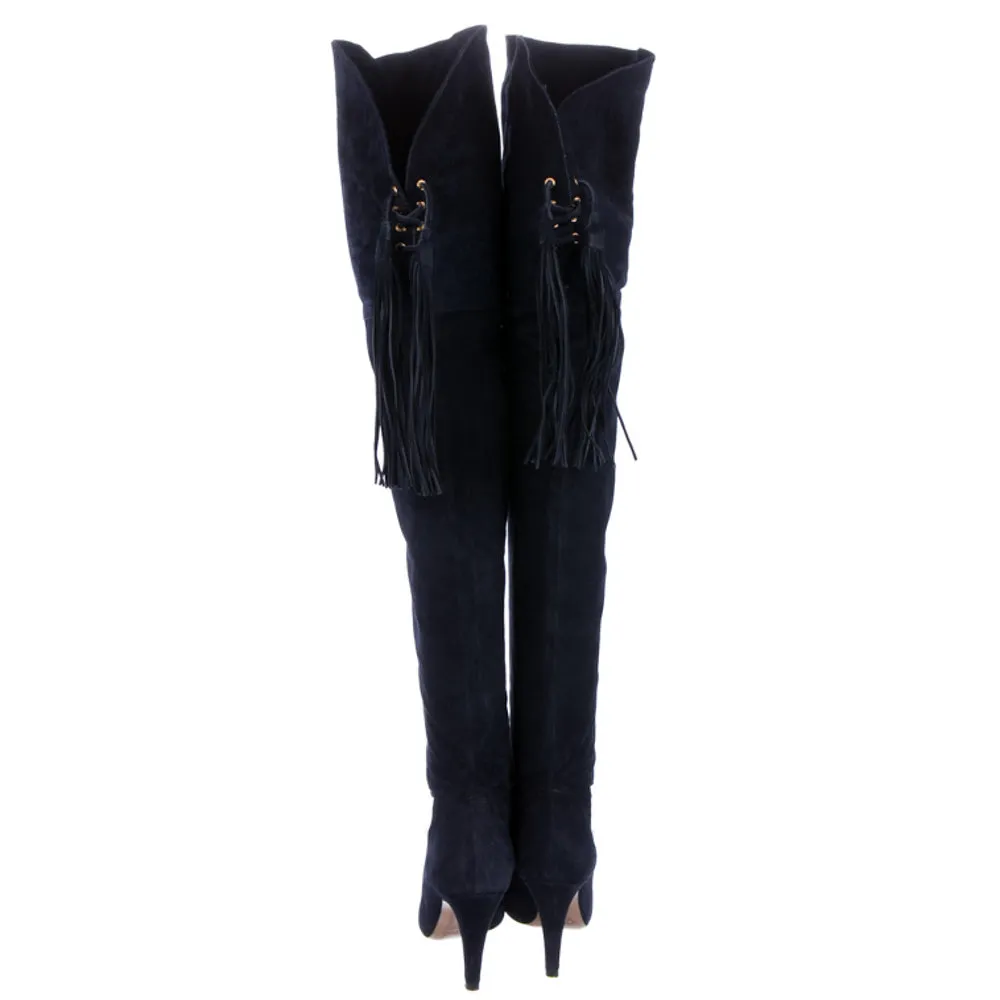 Chloe Blue Suede Hannah Over-The-Knee Boots 36