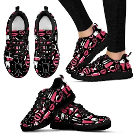 Dental Lovers Handcrafted Premium Mesh Women's Sneakers Black Soles