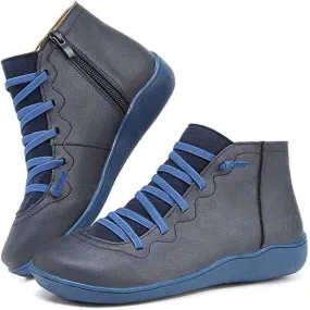 Dyavor Women Leather Waterproof Orthopedic Vintage Boots