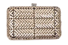 Ferragamo Woven Bronze Clutch/Crossbody