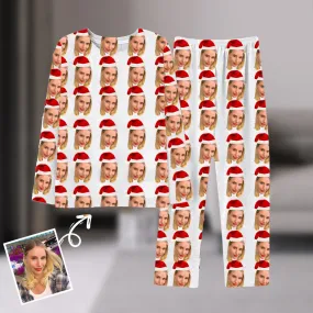 Fun Custom Avatar Pajamas Male Female Long Sleeve Pajamas Santa Hat