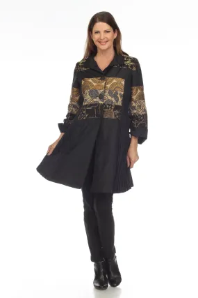 Gold Black Pleated Artistic Coat