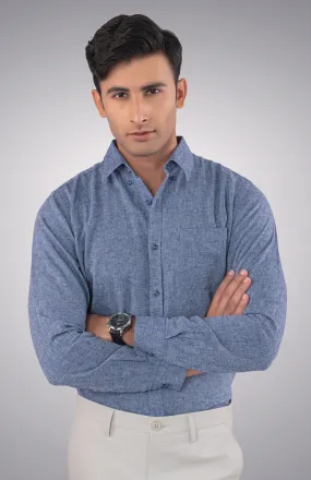 Heather Blue Cotton Linen Shirt