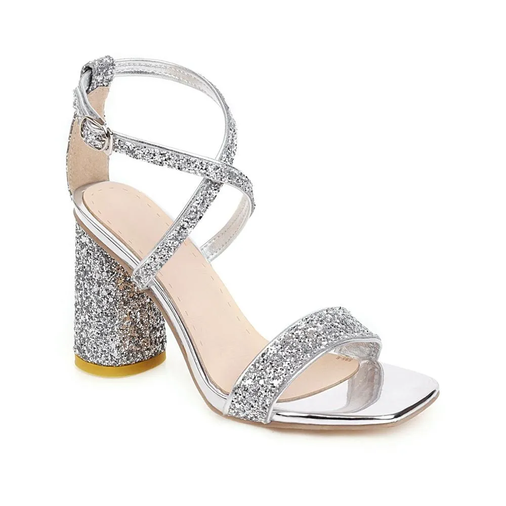 High Quality Mid Heel Open Toe Square Party Sandals