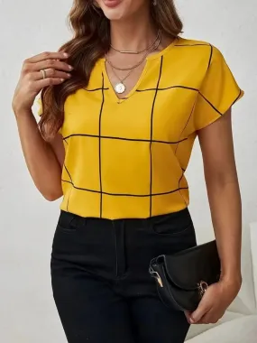 Lenora - Versatile Plaid V-Neck Shirt for Women