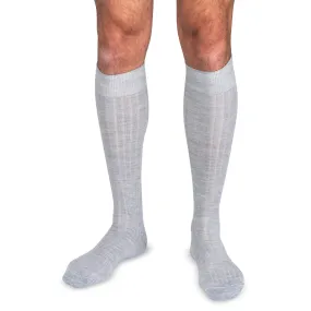 Light Grey Heather Merino Wool Over the Calf Dress Socks