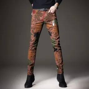 Light Luxury Men’s Street Fashion Full Print Jeans,Korea Version Slim-fit Hip Hop Denim Pants ,Trendy Casual Jeans Pants S3479198