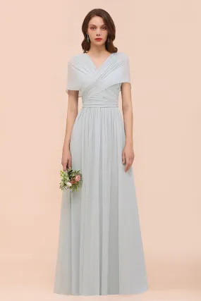 Long A-Line Chiffon Wedding Guest Dress Infinity Bridesmaid Dress