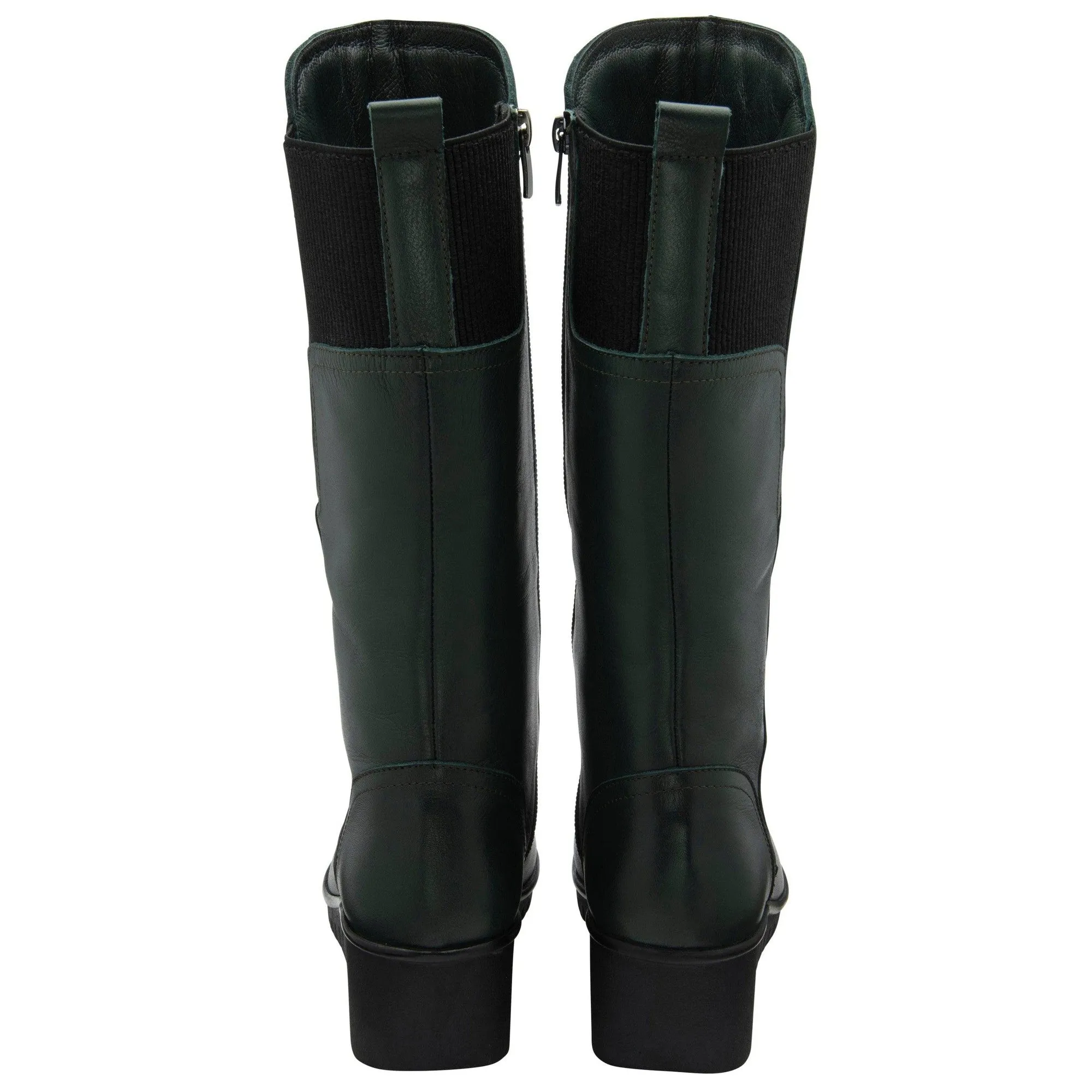 Lotus Elsa Ladies Green Textile Side Zip Mid-Calf Boots