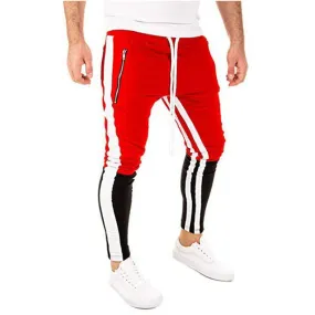 Men's Fashion Red & Black Casual Running Jogger Pants
