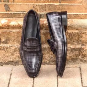 Men's Loafer Shoes Patina Leather Wide Plus Size Grey 3034