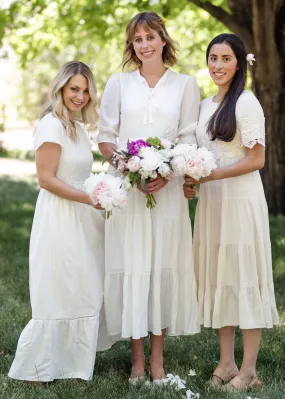 Pleated Ivory Tiered Maxi Dress - FINAL SALE