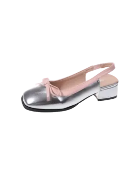 Raised Ballerina Slingback Pumps (Silver & Pink)