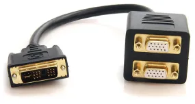 StarTech DVISPL1VV DVI-I Analog to 2x VGA Splitter Cable M/F 1FT