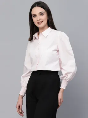 Style Quotient Women solid pink Polycotton formal shirt