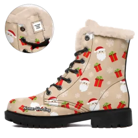 Unique Gift,Personalized Santa Claus Boots, Custom  Cozy Holiday Winter Boots, Fur Lining Boots for Women and Men