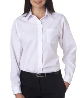 van heusen ladies' long-sleeve cotton-rich broadcloth - white (s)