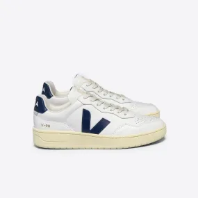 VEJA V-90 O.T. Men's Leather Trainers in White/Nautico