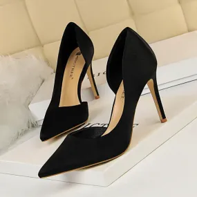 Women Satin Pointed Toe High Heels Dress Wedding Shoes