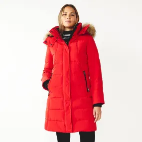 Women's Nine West Storm Weather Faux-Fur Hood Puffer Coat